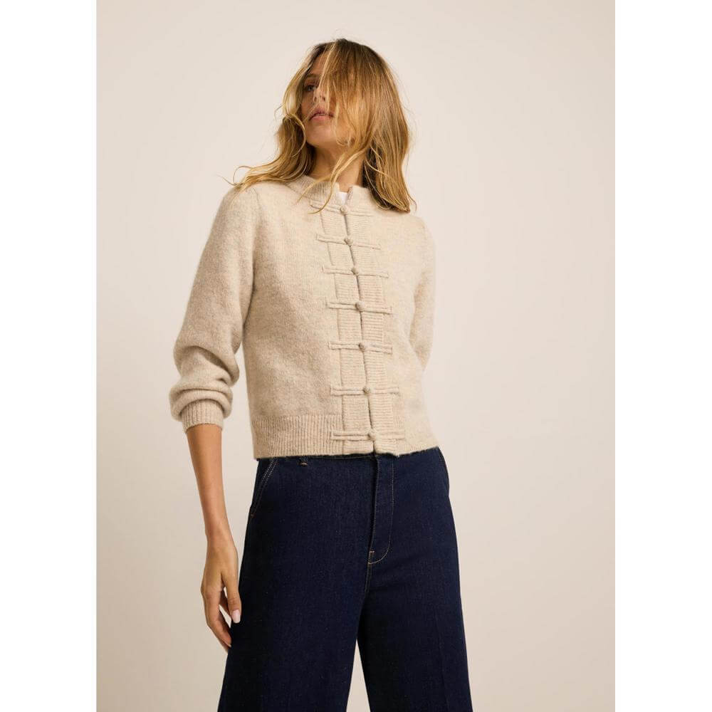 Mint Velvet Neutral Wool Blend Military Cardiga